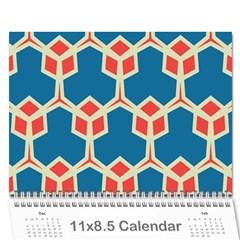 Orange Shapes On A Blue Background 18 Month Calendar by LalyLauraFLM