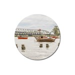 Boats At Santa Lucia River In Montevideo Uruguay Magnet 3  (Round) Front