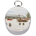 Boats At Santa Lucia River In Montevideo Uruguay Silver Compasses Front