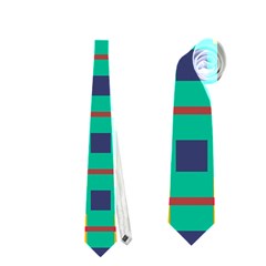 Squares In Retro Colors Pattern Necktie by LalyLauraFLM