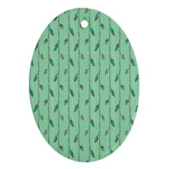 Seamless Lines And Feathers Pattern Oval Ornament (two Sides) by TastefulDesigns