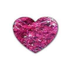 Festive Hot Pink Glitter Merry Christmas Tree  Heart Coaster (4 Pack)  by yoursparklingshop