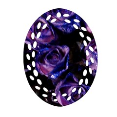 Purple Glitter Roses Valentine Love Ornament (oval Filigree)  by yoursparklingshop