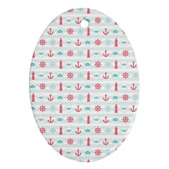 Seamless Nautical Pattern Ornament (oval)  by TastefulDesigns