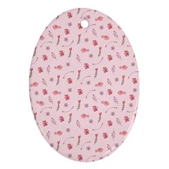 Cute Pink Birds And Flowers Pattern Ornament (oval)  by TastefulDesigns