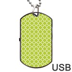 Spring green quatrefoil pattern Dog Tag USB Flash (Two Sides) Front
