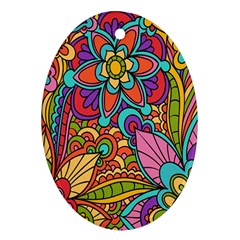 Festive Colorful Ornamental Background Ornament (oval)  by TastefulDesigns