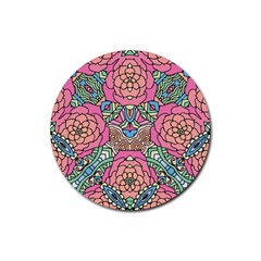 Petals, Carnival, Bold Flower Design Rubber Coaster (round) by Zandiepants