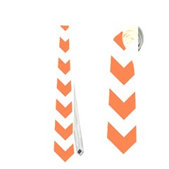 Tangerine Orange & White Zigzag Pattern Necktie (two Side) by Zandiepants