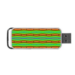 Bright Green Orange Lines Stripes Portable Usb Flash (one Side) by BrightVibesDesign
