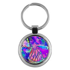 Psychedelic Butterfly Key Chains (round)  by MichaelMoriartyPhotography