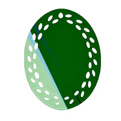 Green Design Oval Filigree Ornament (2-side)  by Valentinaart