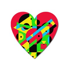 Colorful Geometrical Abstraction Heart Magnet by Valentinaart