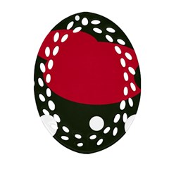 Red, Black And White Abstraction Oval Filigree Ornament (2-side)  by Valentinaart