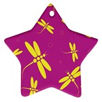 Purple and yellow dragonflies pattern Star Ornament (Two Sides)  Front