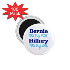 Bernie Has My Heart, Hillary Has My Vote 1 75  Magnets (100 Pack)  by blueamerica