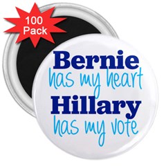 Bernie Has My Heart, Hillary Has My Vote 3  Magnets (100 Pack) by blueamerica