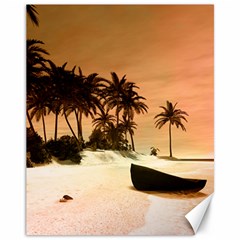 Wonderful Sunset Over The Beach, Tropcal Island Canvas 11  X 14   by FantasyWorld7