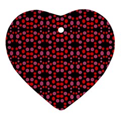 Dots Pattern Red Heart Ornament (2 Sides) by BrightVibesDesign