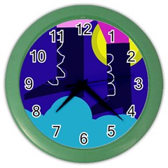 Walking On The Clouds  Color Wall Clocks by Valentinaart