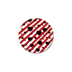 Black And Red Harts Golf Ball Marker by Valentinaart