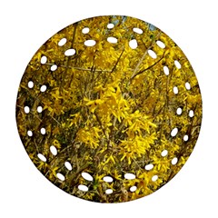 Nature, Yellow Orange Tree Photography Round Filigree Ornament (2side) by yoursparklingshop