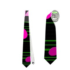 Magenta Floral Design Neckties (two Side)  by Valentinaart