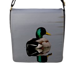 Swimming Duck Flap Messenger Bag (l)  by picsaspassion