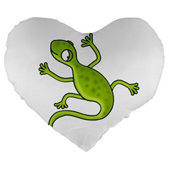 Green Lizard Large 19  Premium Flano Heart Shape Cushions by Valentinaart