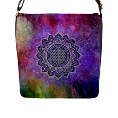 Flower Of Life Indian Ornaments Mandala Universe Flap Messenger Bag (l)  by EDDArt