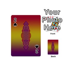 Flower Of Life Vintage Gold Ornaments Red Purple Olive Playing Cards 54 (mini)  by EDDArt