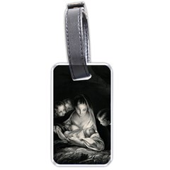 Nativity Scene Birth Of Jesus With Virgin Mary And Angels Black And White Litograph Luggage Tags (one Side)  by yoursparklingshop
