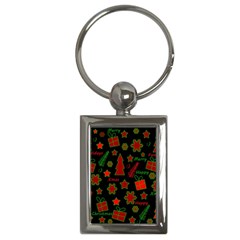 Red And Green Xmas Pattern Key Chains (rectangle)  by Valentinaart