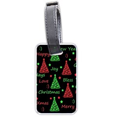 New Year Pattern - Red And Green Luggage Tags (one Side)  by Valentinaart