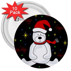 Polar Bear - Xmas Design 3  Buttons (10 Pack)  by Valentinaart