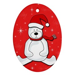 Polar Bear - Red Oval Ornament (two Sides) by Valentinaart