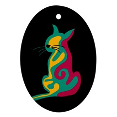 Colorful Abstract Cat  Ornament (oval)  by Valentinaart