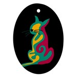 Colorful abstract cat  Ornament (Oval)  Front