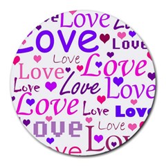 Love Pattern Round Mousepads by Valentinaart