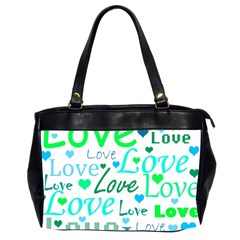 Love Pattern - Green And Blue Office Handbags (2 Sides)  by Valentinaart
