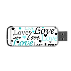 Love Pattern - Cyan Portable Usb Flash (two Sides) by Valentinaart