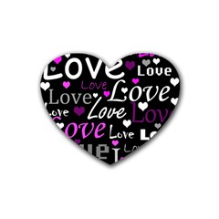 Valentine s Day Pattern - Purple Heart Coaster (4 Pack)  by Valentinaart