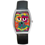 Colorful cat 2  Barrel Style Metal Watch Front