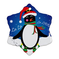 Enthusiastic Christmas Penguin  Snowflake Ornament by TheFandomWard