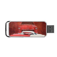 Classic Car Chevy Bel Air Dodge Red White Vintage Photography Portable Usb Flash (two Sides) by yoursparklingshop