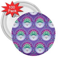 Background Floral Pattern Purple 3  Buttons (100 Pack)  by Amaryn4rt