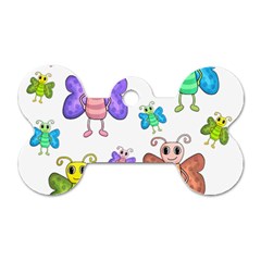 Colorful, Cartoon Style Butterflies Dog Tag Bone (one Side) by Valentinaart