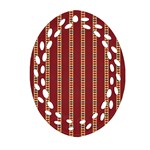 Pattern Background Red Stripes Oval Filigree Ornament (2-Side)  Front