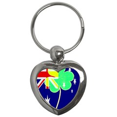 St  Patrick Australia And Ireland Irish Shamrock Australian Country Flag  Key Chains (heart)  by yoursparklingshop