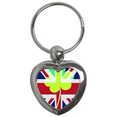 Irish British Shamrock United Kingdom Ireland Funny St  Patrick Flag Key Chains (heart)  by yoursparklingshop